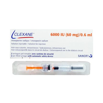 Clexane Injection 6000Iu/0.6Ml Enoxaparin Sodium (1 Box = 2 Injections)