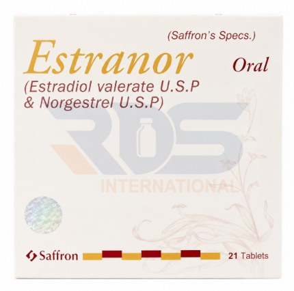 Estranor Tablets 2mg/0.5mg (Estradiol Valerate , Nrgestreol) -  saffron pharmaceutical