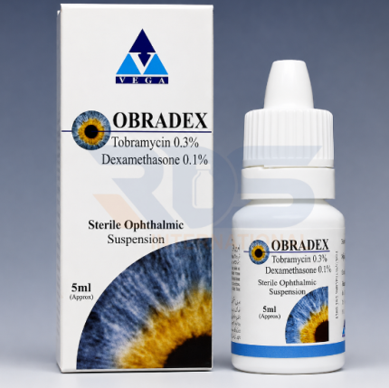 Obradex (0.3/0.1%) 5Ml Eye Drops (Dexamethasone, Tobramycin) - Vega Pharmaceuticals